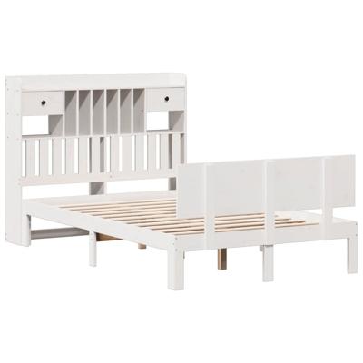 Bed met boekenkast zonder matras grenenhout wit 160x200 cm - thumbnail