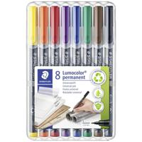 Staedtler Lumocoler 313, OHP-marker, permanent, 0,4 mm, etui van 8 stuks in geassorteerde kleuren - thumbnail