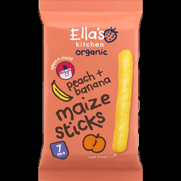 Ella&apos;s Kitchen Maize sticks perzik + banaan 7+ biologisch 16 g bij Jumbo