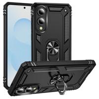 Lunso Samsung Galaxy S25 Edge hoesje - Armor backcover met ringhouder - Zwart - thumbnail