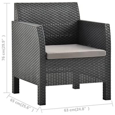 VidaXL 2-delige loungeset met kussen pp rattan antracietkleurig VidaXL 2-delige loungeset met kussen pp rattan antracietkleurig
