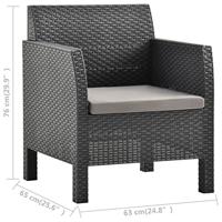 Tuinstoel met kussen antraciet 63x65x76 cm PP rattan - thumbnail