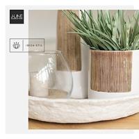 J-Line bloempot Ibiza Rond - keramiek - wit|bruin - small - Ø 12 cm - thumbnail