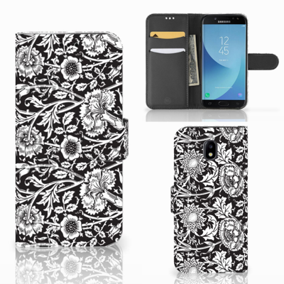 Samsung Galaxy J5 2017 Hoesje Black Flowers Samsung Galaxy J5 2017 Hoesje Black Flowers