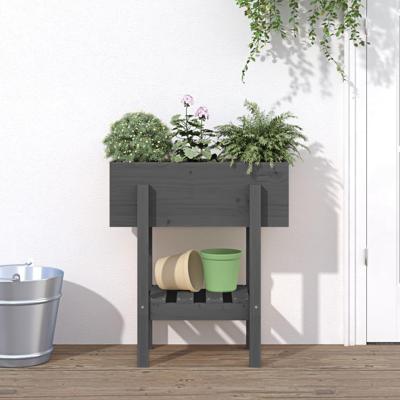 VidaXL Plantenbak 62x30x69 cm massief grenenhout grijs