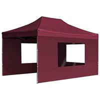 Partytent inklapbaar met wanden 4,5x3 m aluminium wijnrood - thumbnail