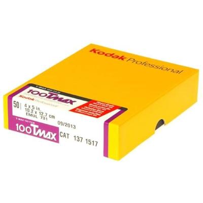 Kodak T-Max 100 10,2 (4 inch) x 12,7 cm (5 inch) zwart/wit negatieve films (50 vellen)