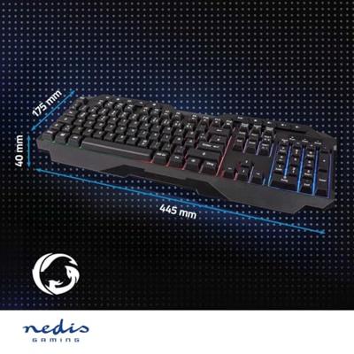 Nedis Bedraad Gaming Toetsenbord | USB Type-A | Membrane Toetsen | LED | QWERTZ | Duits | USB Gevoed | Lengte stroomkabel: 1.30 m | Multimedia -