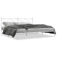 Bedframe met hoofdbord metaal wit 193x203 cm - thumbnail