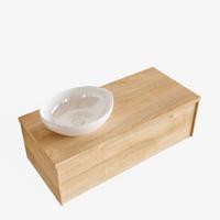 Badkamermeubel BWS Madrid Washed Oak 100 cm met Topblad en Keramische Waskom Links (1 kraangat) - thumbnail