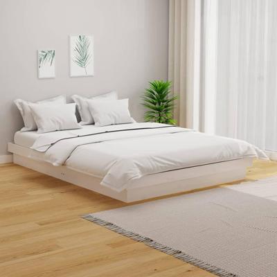 Bedframe massief hout wit 150x200 cm