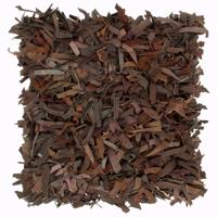 vidaXL Kussen shaggy hoogpolig 60x60 cm leer en katoen bruin - thumbnail