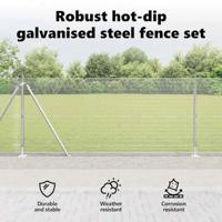 VidaXL Afrasteringspaal zilver 25 x 0,8 m (12 x 12 mm gaas) staal - thumbnail