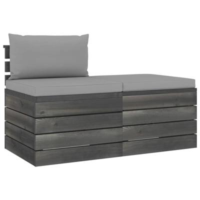 2-delige Loungeset met kussens pallet massief grenenhout