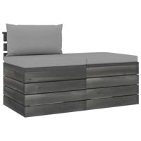 2-delige Loungeset met kussens pallet massief grenenhout - thumbnail