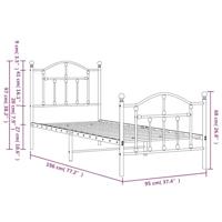 Bedframe met hoofd- en voeteneinde metaal wit 90x190 cm - thumbnail