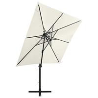 vidaXL Zweefparasol met paal en LED-verlichting 250 cm zandkleurig - thumbnail