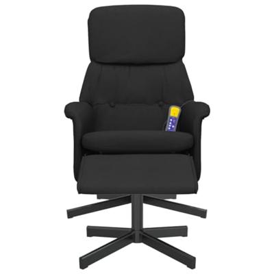 Massagestoel verstelbaar met voetenbank stof zwart