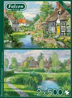 Falcon legpuzzel Riverside Cottages 2 x 500 stukjes - thumbnail