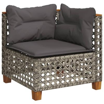 7-delige Loungeset met kussens poly rattan grijs