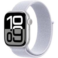 Apple Watch Series 10 (GPS 42 mm) Smartwatch - Kast van zilverkleurig aluminium - Ochtendblauw geweven sportbandje. Conditie bijhouden, Ecg-app, always on Retina-display, CO₂-neutraal - thumbnail