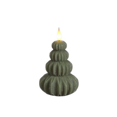 LED Kaars boom donker groen Ø6,9xH12cm LED Kaars boom donker groen Ø6,9xH12cm