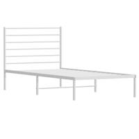 Bedframe met hoofdbord metaal wit 107x203 cm - thumbnail
