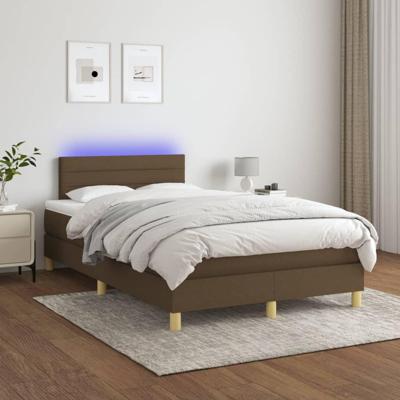 Boxspring met matras en LED stof donkerbruin 120x200 cm