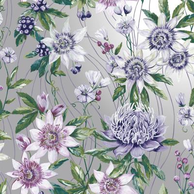 Dutch Wallcoverings Amazonia - Passiflora Silver - Zilver