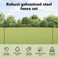 VidaXL Hek met paal grijs 1,6 x 25 m staal en pvc - thumbnail