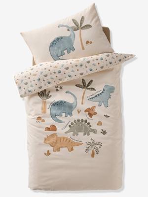 Dekbedovertrekset + kussensloop baby MINISAURUS ecru