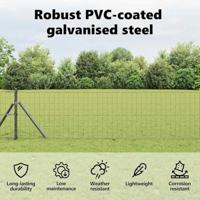 VidaXL Euro hek grijs 0,6 x 10 m pvc-gecoat ijzer - thumbnail