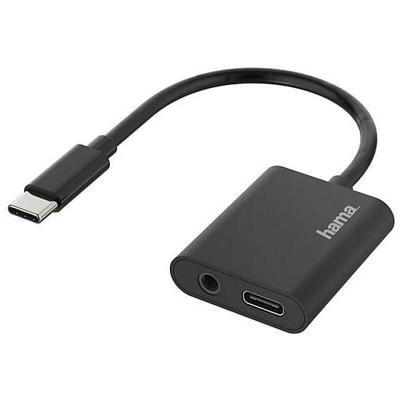 Hama Audio-adapter, 2in1, USB-C-St. - 3,5-mm-jack/USB-C-aansl., audio + opladen Mini jack kabel