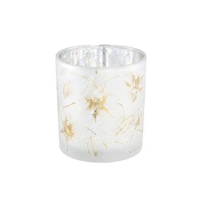 PTMD theelichthoud aolani flower glas wit s 8 cm | 12 stuks