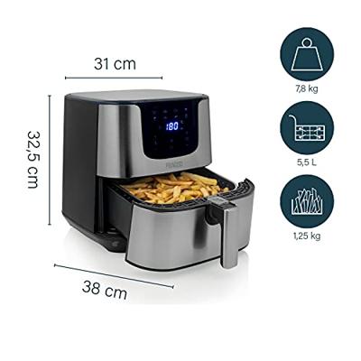 Princess 01.182060.01.001 Airfryer 5.5 l 1700 W Anti-aanbaklaag, Timerfunctie, Oververhittingsbeveiliging, Met display Zwart/zilver - thumbnail
