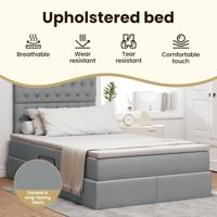 Opbergbed met LED met matras Lichtgrijs 120 x 190 cm Polyester - thumbnail