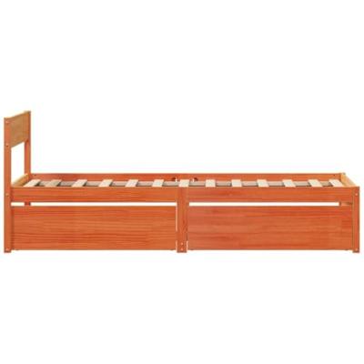 Bedframe zonder matras massief grenenhout wasbruin 75x190 cm