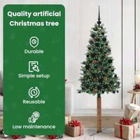 VidaXL Slanke kerstboom groen 180 cm pvc en massief dennenhout - thumbnail