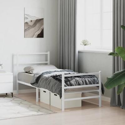 Bedframe met hoofd- en voeteneinde metaal wit 80x200 cm