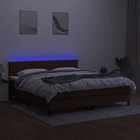Boxspring met matras en LED stof donkerbruin 160x200 cm - thumbnail