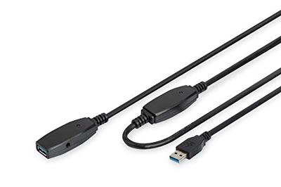 Digitus DA-73105 USB-kabel USB 3.2 Gen1 USB-A stekker, USB-A bus 10.00 m Zwart Afgeschermd, Afgeschermd (dubbel)