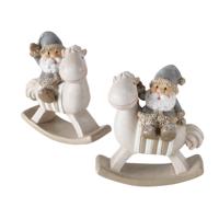 Boltze Home Kerstman op schommelpaard hars h11cm - thumbnail