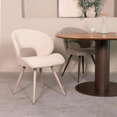 LABEL51 Eetkamerstoel Sakura - Naturel - Royal Boucle - Taupe Metalen Frame