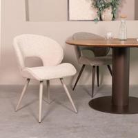 LABEL51 Eetkamerstoel Sakura - Naturel - Royal Boucle - Taupe Metalen Frame - thumbnail