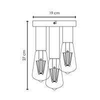 Moderne LED Plafondlamp Marna - Zwart - Rond - 19/19/16.5cm - geschikt voor E27 fitting - 3 lichts Plafondlamp gemaakt van metaal - thumbnail