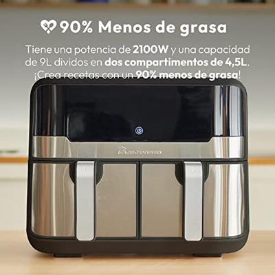 MasterPRO Airfryer 9 l 2400 W Anti-aanbaklaag, CoolTouch-behuizing, Timerfunctie, Oververhittingsbeveiliging, Met display Zwart/RVS