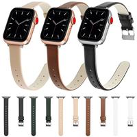 Leren Slim Fit bandje - Wit - Geschikt voor Apple Watch 44mm / 45mm / 46mm / 49mm - thumbnail