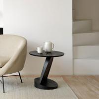 Ethnicraft Ronde Bijzettafel 'Oblic' Gevernist Teakhout, 52cm, kleur Zwart - thumbnail