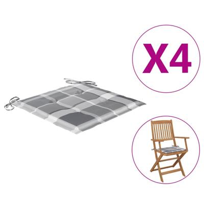 VidaXL Tuinstoelkussens 4 st 40x40x4 cm oxford stof ruitpatroon grijs
