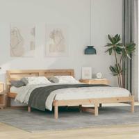 Bedframe met hoofdeinde Bruin 140 x 200 cm Massief grenenhout - thumbnail